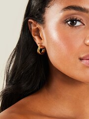 Accessorize Gold Tone Stainless Steel Twist Hoop Earrings - Image 3 of 3