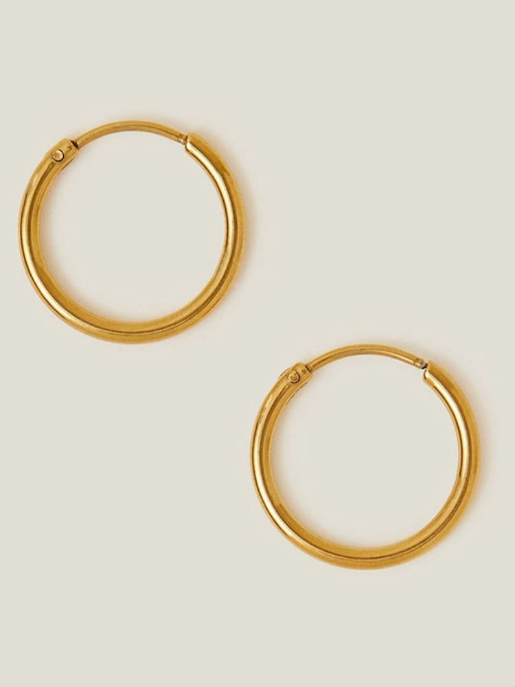 Accessorize Gold Tone Stainless Steel Medium Hoops - Image 2 of 3