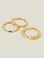 Accessorize 14ct Gold Plated Mixed Rings 3 Pack - Image 1 of 3