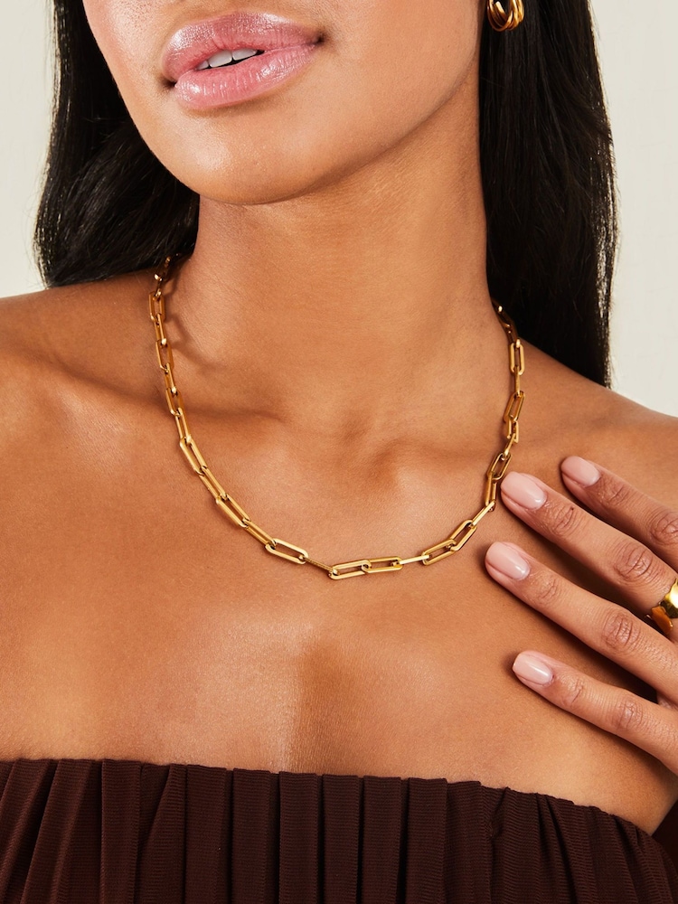 Accessorize Gold Tone Stainless Steel Chunky Chain Necklace - Image 1 of 3