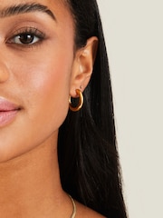 Accessorize Gold Tone Stainless Steel Chunky Hoops - Image 1 of 3