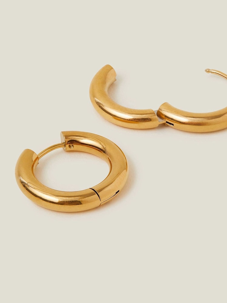 Accessorize Gold Tone Stainless Steel Chunky Hoops - Image 3 of 3 Accessorize Gold Tone Stainless Steel Chunky Hoops - Image 3 of 3