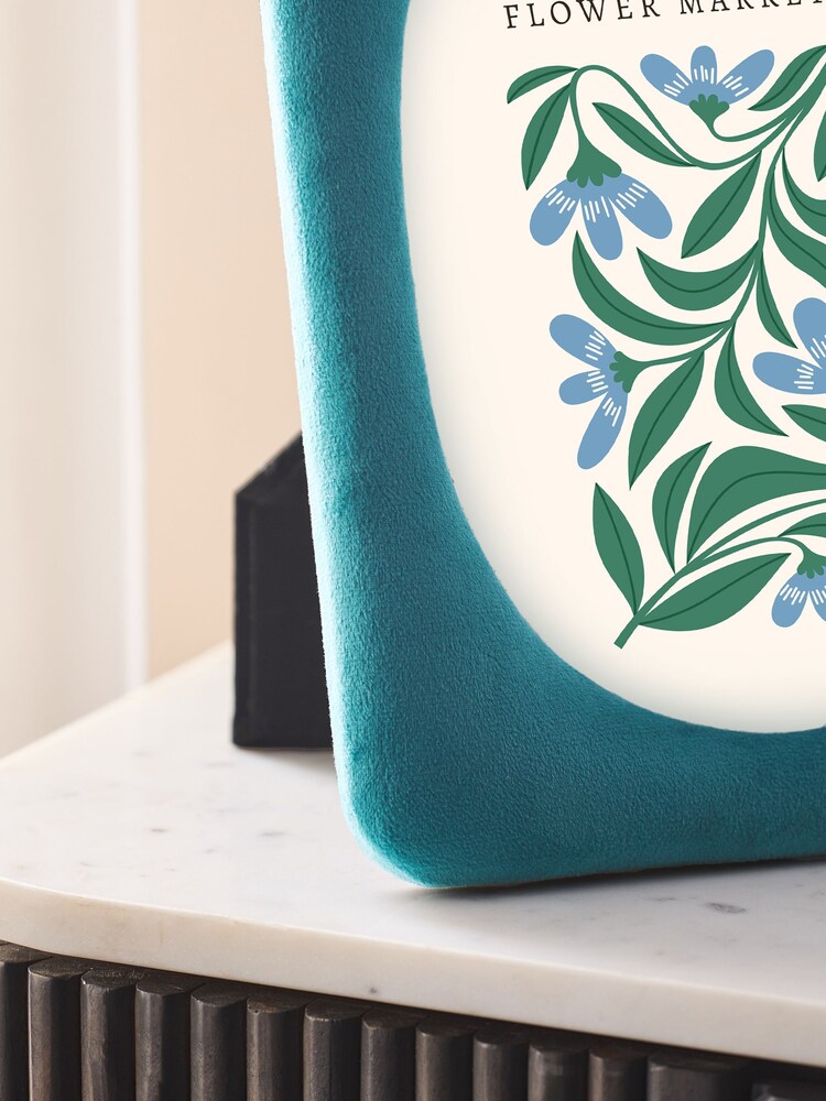 Teal Blue Velvet Photo Frame - Image 2 of 5