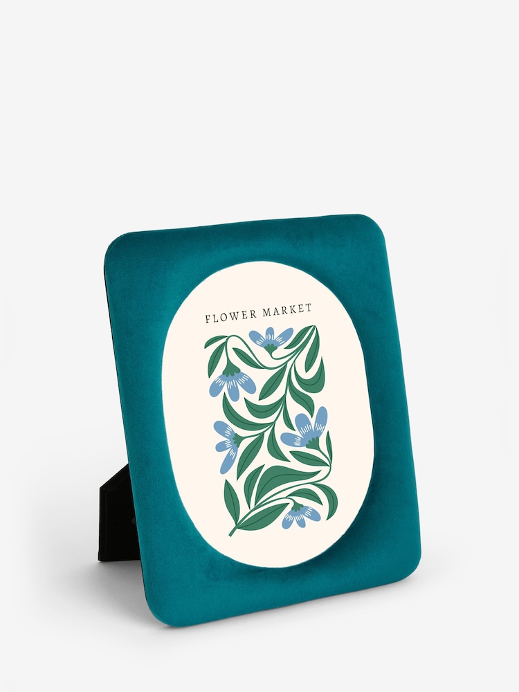 Teal Blue Velvet Photo Frame - Image 3 of 5