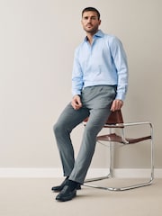 Mid Blue Slim Fit 100% Pima Cotton Sateen Finish Long Sleeve Signature Shirt - Image 2 of 4