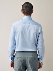 Mid Blue Slim Fit 100% Pima Cotton Sateen Finish Long Sleeve Signature Shirt - Image 3 of 4