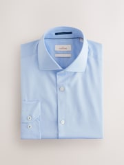 Mid Blue Slim Fit 100% Pima Cotton Sateen Finish Long Sleeve Signature Shirt - Image 5 of 7