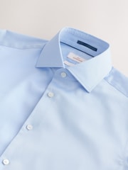 Mid Blue Slim Fit 100% Pima Cotton Sateen Finish Long Sleeve Signature Shirt - Image 6 of 7