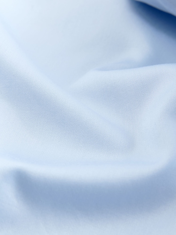Mid Blue Slim Fit 100% Pima Cotton Sateen Finish Long Sleeve Signature Shirt - Image 7 of 7