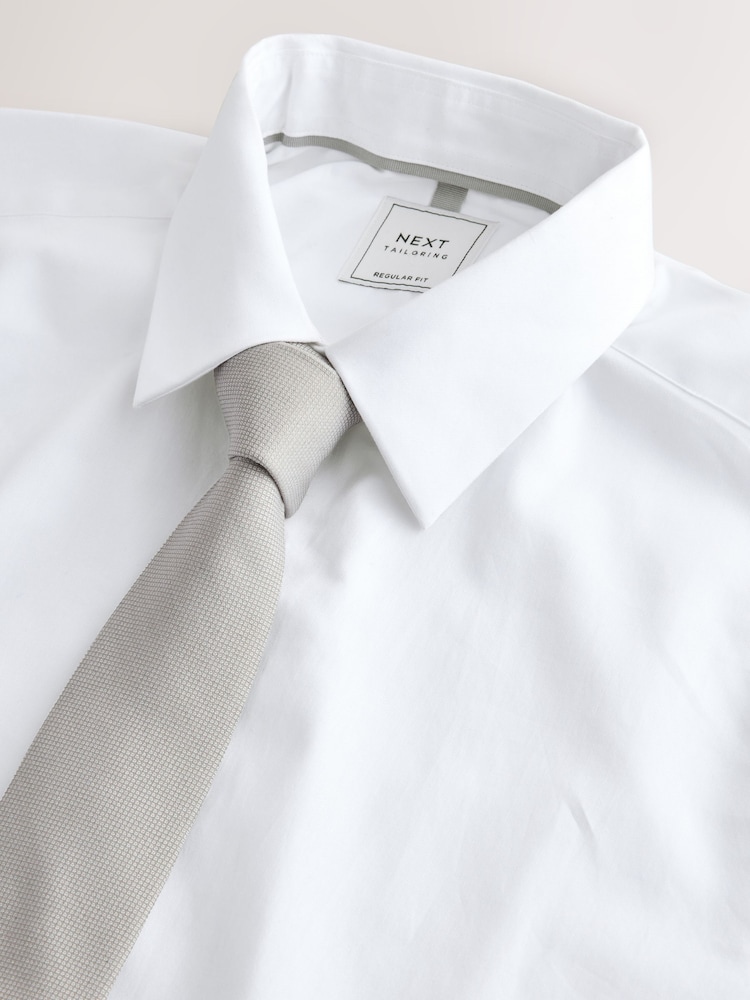 Buy White/Grey Regular Fit Cotton Blend Smart Shirt, Tie and Pocket Square Pack from Next USA Buy White/Grey Regular Fit Cotton Blend Smart Shirt, Tie and Pocket Square Pack from Next USA
