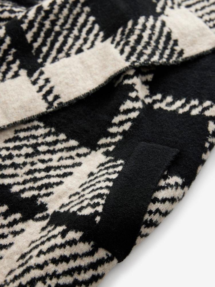 Black & White Soft Touch Waterfall Longline Knitted Cardigan Coatigan - Image 6 of 7