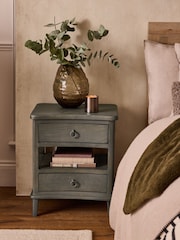 Light Grey Sadie Solid Mango Wood 2 Drawer Bedside Table - Image 1 of 7