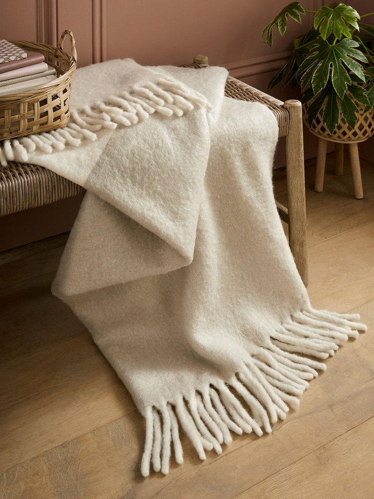 Laura Ashley Natural Bronwen Throw - Image 1 of 5