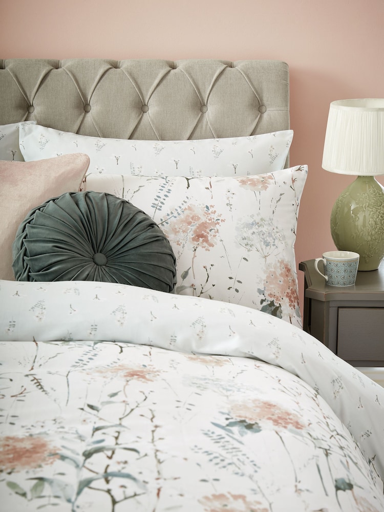 Laura Ashley Set of 2 Plaster Pink Pallington Bloom 100% Cotton Pillowcases - Image 1 of 6