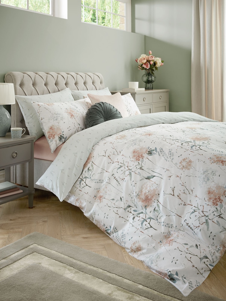 Laura Ashley Set of 2 Plaster Pink Pallington Bloom 100% Cotton Pillowcases - Image 2 of 6