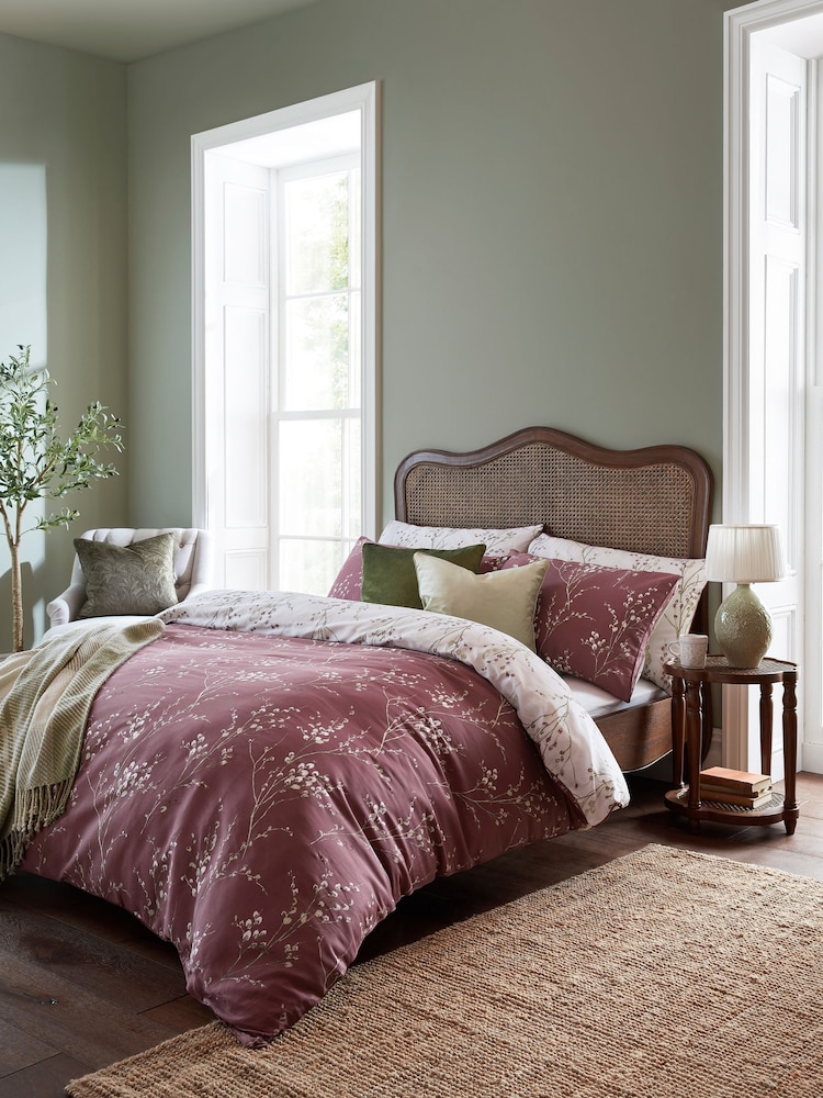 Laura Ashley Plum Purple Pussy Willow 100% Cotton Duvet Cover and Pillowcase Set - Image 1 of 9