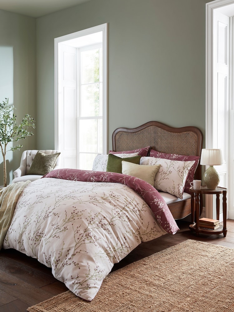 Laura Ashley Plum Purple Pussy Willow 100% Cotton Duvet Cover and Pillowcase Set - Image 2 of 9