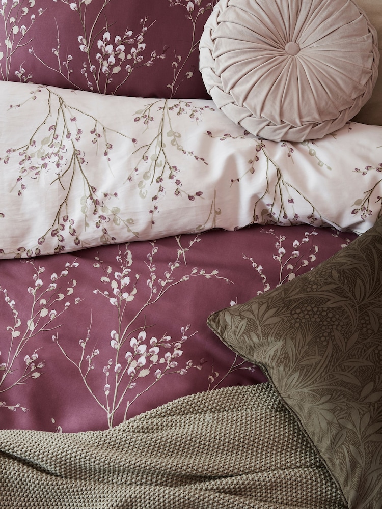 Laura Ashley Plum Purple Pussy Willow 100% Cotton Duvet Cover and Pillowcase Set - Image 4 of 9