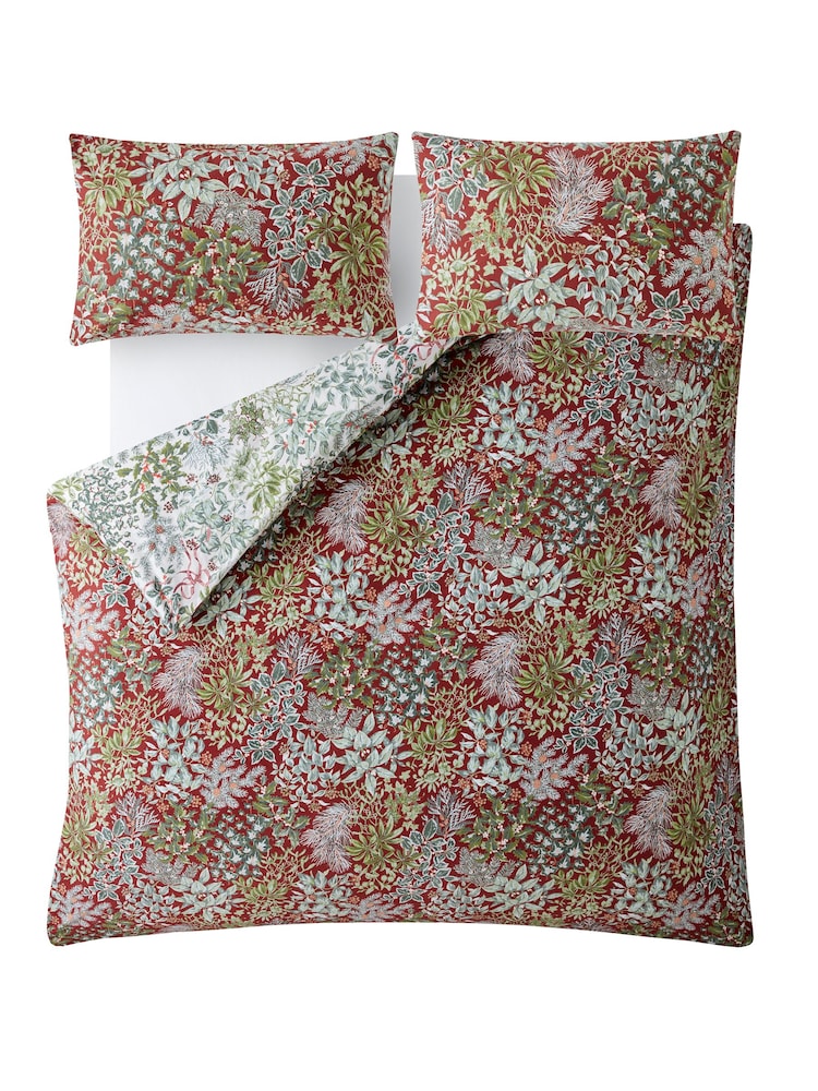 Laura Ashley Festive Red Crossdale Christmas Berries 100% Cotton Brushed Duvet Cover and Pillowcase Set - Image 6 of 10