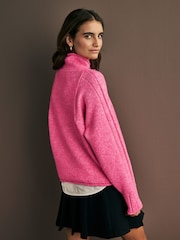 Pink Bright Roll Edge Shirt Layer Knitted 100% Cotton Jumper - Image 2 of 6