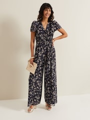 Phase Eight Black Phase Eight Helene Floral Print Black Jumpsuit - Image 2 of 7