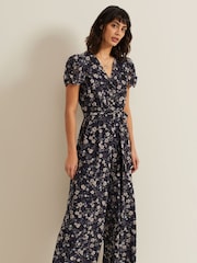 Phase Eight Black Phase Eight Helene Floral Print Black Jumpsuit - Image 4 of 7