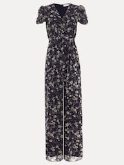 Phase Eight Black Phase Eight Helene Floral Print Black Jumpsuit - Image 7 of 7
