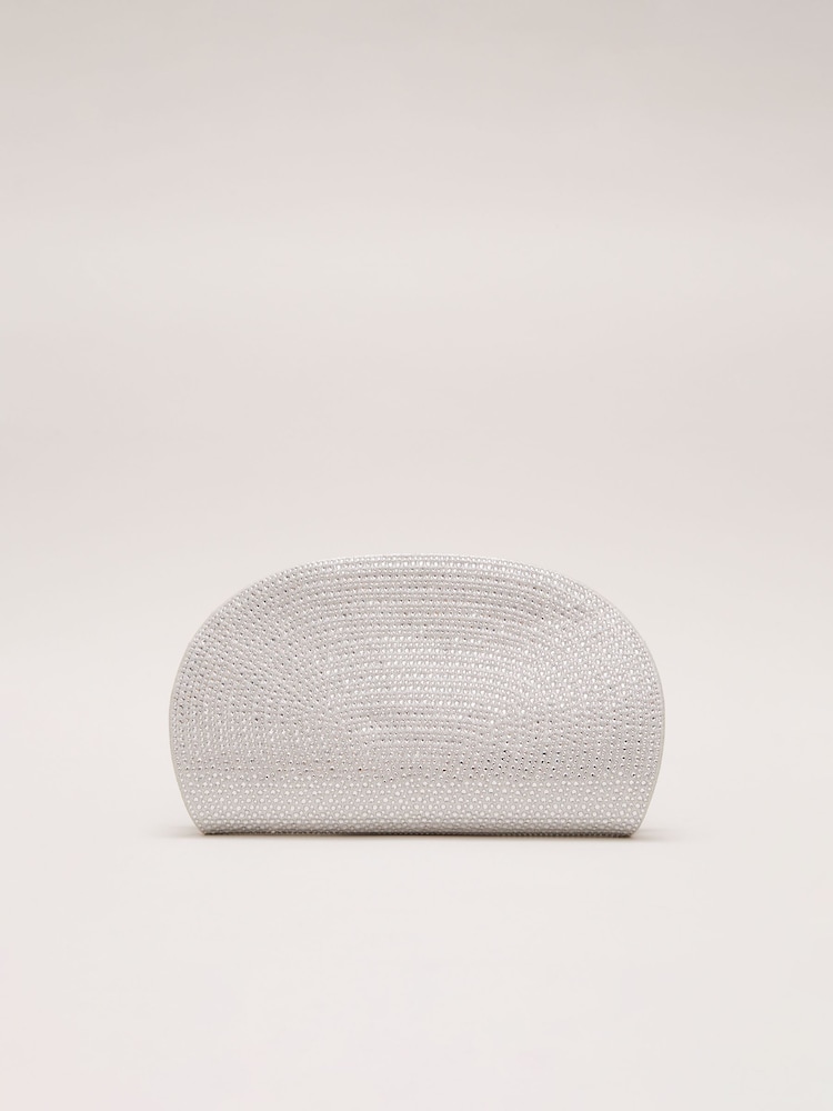 Phase Eight Metallic Embellished Semi Circle Bag - Image 1 of 8 Phase Eight Metallic Embellished Semi Circle Bag - Image 1 of 8