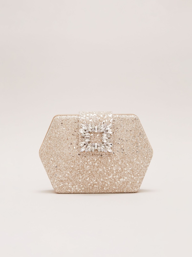 Phase Eight Metallic Glitter Embellished Hexagon Bag - Image 1 of 7