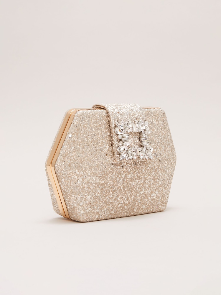 Phase Eight Metallic Glitter Embellished Hexagon Bag - Image 2 of 7