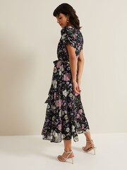 Phase Eight Azalea Print Fil Coupe Black Dress - Image 2 of 6