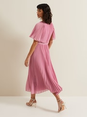 Phase Eight Pink Kathleen Pleated Plain Midi Dress - Image 2 of 6
