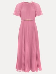 Phase Eight Pink Kathleen Pleated Plain Midi Dress - Image 6 of 6