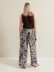 Phase Eight Anna Printed Wide Leg Black Trousers - Image 2 of 5