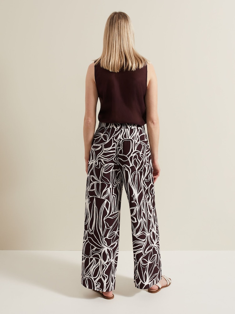 Phase Eight Anna Printed Wide Leg Black Trousers - Image 2 of 5