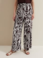 Phase Eight Anna Printed Wide Leg Black Trousers - Image 3 of 5