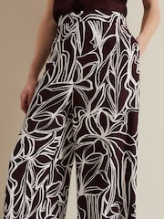 Phase Eight Anna Printed Wide Leg Black Trousers - Image 4 of 5