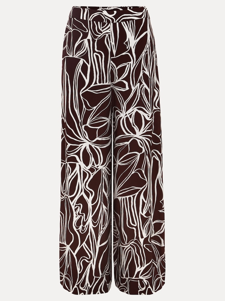 Phase Eight Anna Printed Wide Leg Black Trousers - Image 5 of 5