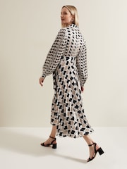 Phase Eight Black Phase Eight Lyric Geo Pleated Midi Black Dress - Image 2 of 7