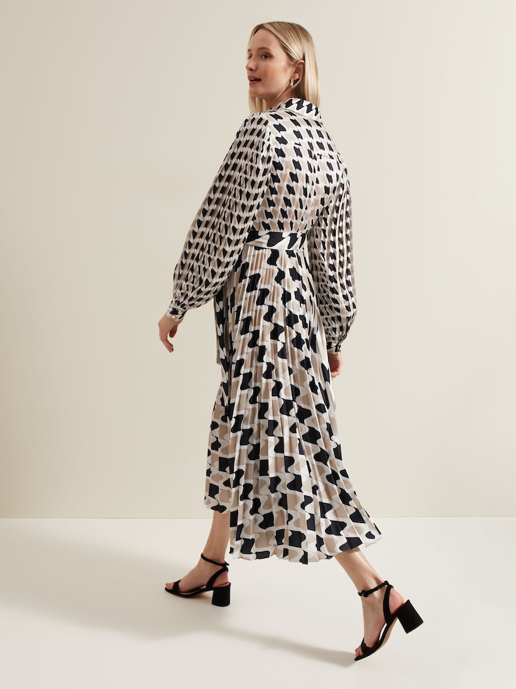 Phase Eight Black Phase Eight Lyric Geo Pleated Midi Black Dress - Image 2 of 7