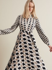 Phase Eight Black Phase Eight Lyric Geo Pleated Midi Black Dress - Image 4 of 7
