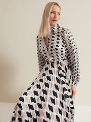 Phase Eight Black Phase Eight Lyric Geo Pleated Midi Black Dress - Image 6 of 7