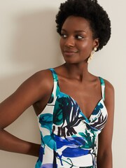 Phase Eight Cream Watercolour Leaf Print Swimsuit - Image 4 of 6