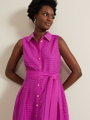 وردي - Phase Eight Pink Carey Sleeveless Check Midi Dress - صورة 4 من 6