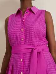 وردي - Phase Eight Pink Carey Sleeveless Check Midi Dress - صورة 5 من 6