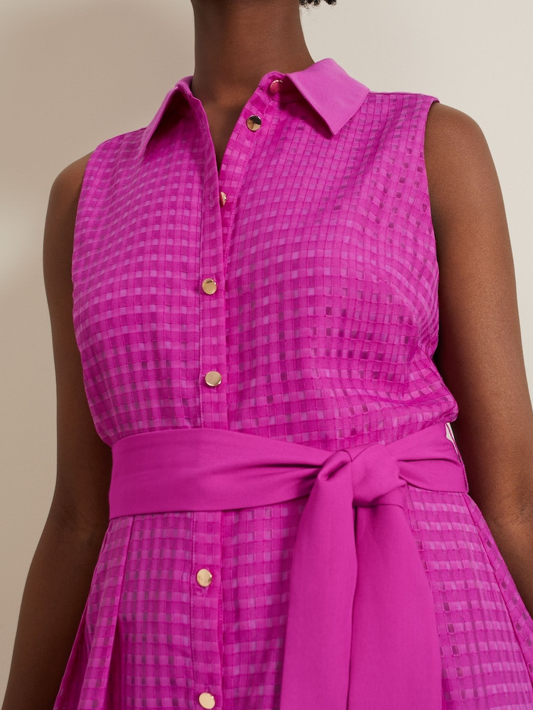 Buy Phase Eight Pink Phase Eight Pink Carey Sleeveless Check Midi