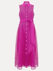 وردي - Phase Eight Pink Carey Sleeveless Check Midi Dress - صورة 6 من 6