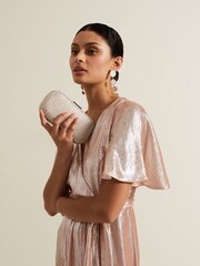 Phase Eight Metallic Pearl Embellished Box Clutch - Image 6 of 7