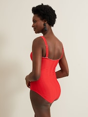Phase Eight Red Textured Plain Ring Detail Swimsuit - Image 2 of 6