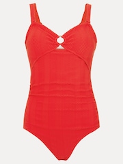 Phase Eight Red Textured Plain Ring Detail Swimsuit - Image 6 of 6